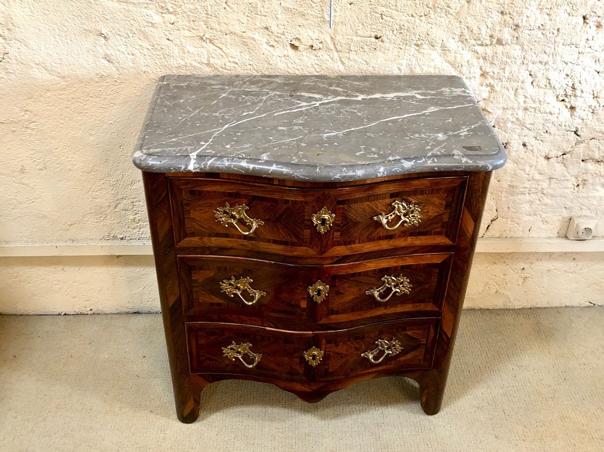 Small Chest Of Drawers In Rosewood, Marble And Gilded Bronze, Regency Era-photo-7