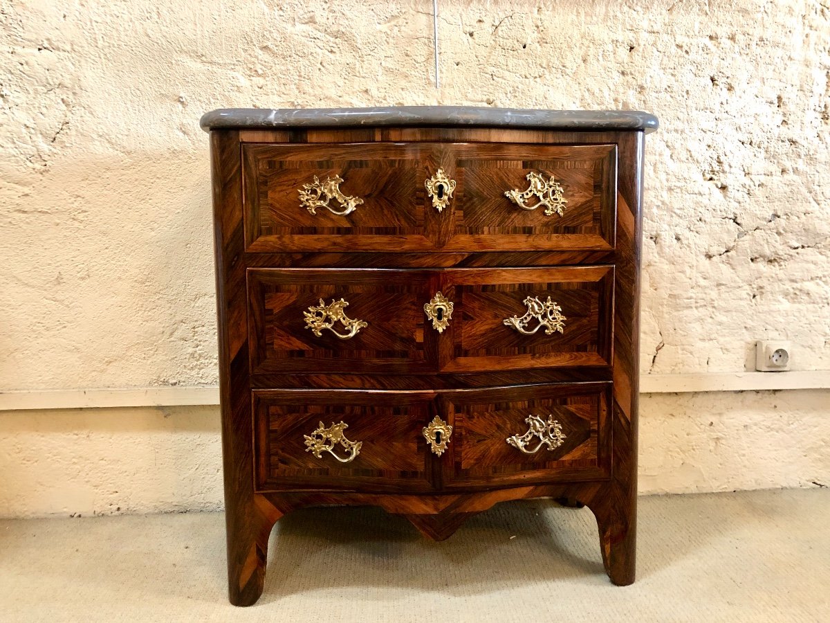 Small Chest Of Drawers In Rosewood, Marble And Gilded Bronze, Regency Era-photo-8