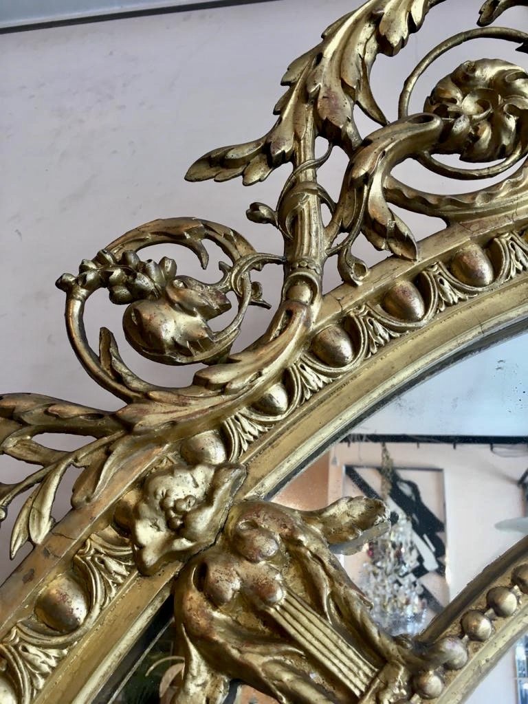 Gilded Wood And Stucco Mirror, 19th Century-photo-4