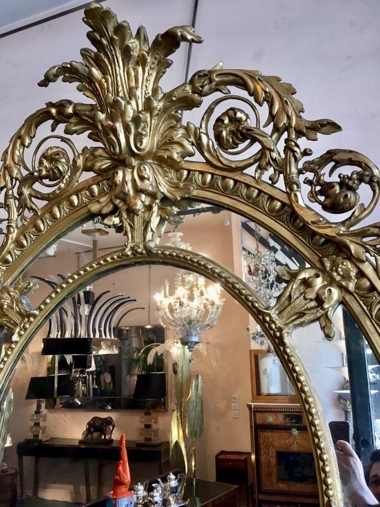 Gilded Wood And Stucco Mirror, 19th Century-photo-2