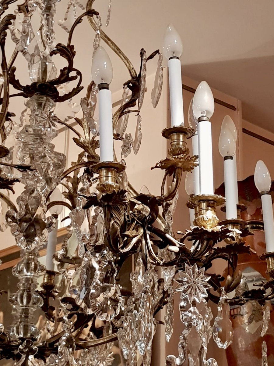 Chandelier In Gilded Bronze And Cut Crystal, Mid 19th Century-photo-4