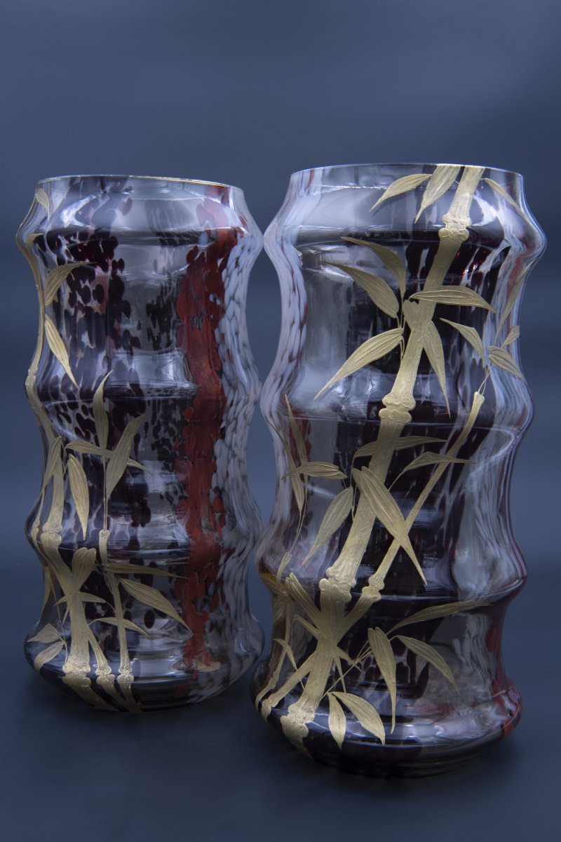 Pair Of Vases, Cristallerie De Saint-denis, Circa 1870
