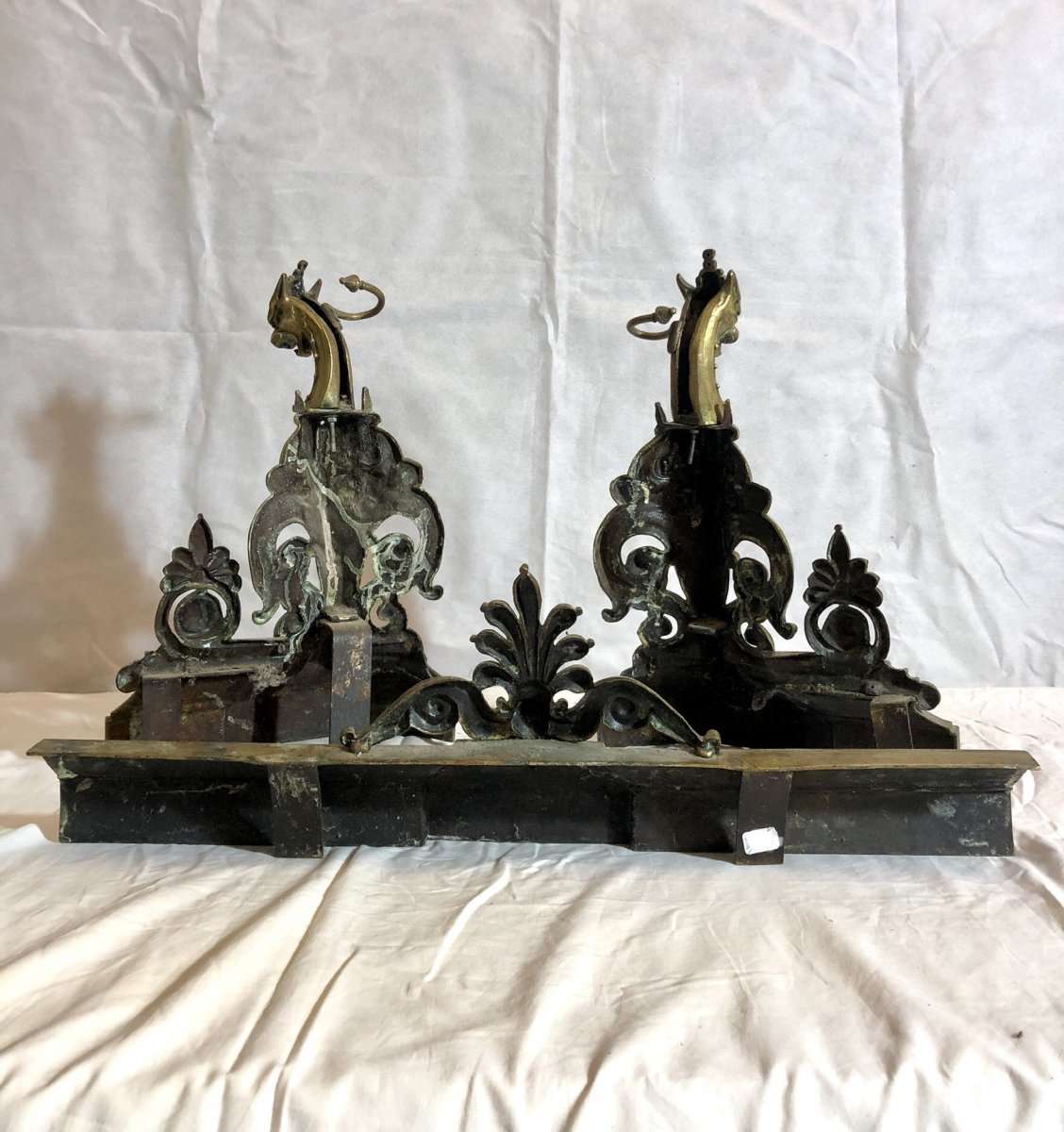 Bronze Fireguard And Andirons, 19th Century -photo-6