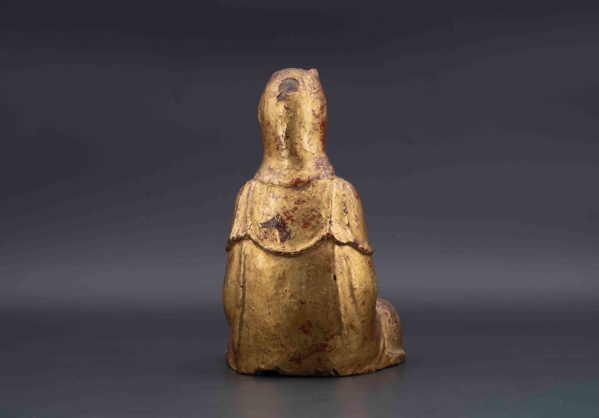Guanyin Gold Lacquered Bronze, 18th Century-photo-7