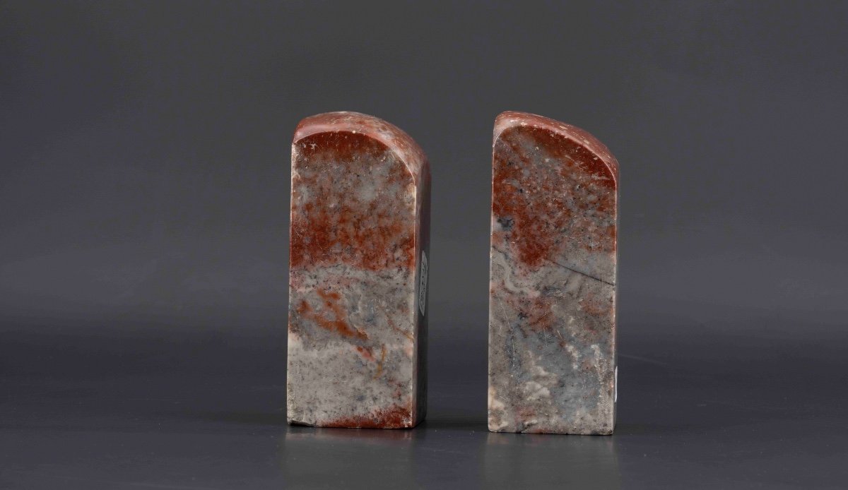 Pair Of Soapstone Seals, Late XIXth Or Early 20th Century, China-photo-3