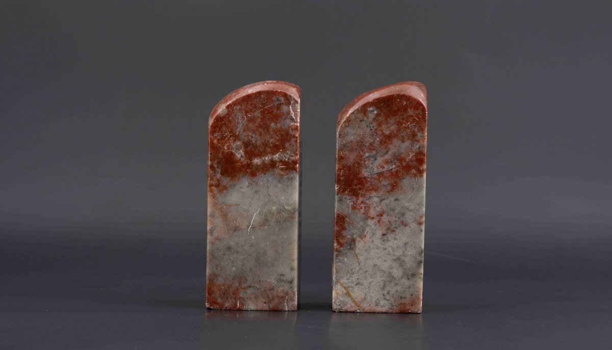 Pair Of Soapstone Seals, Late XIXth Or Early 20th Century, China-photo-5