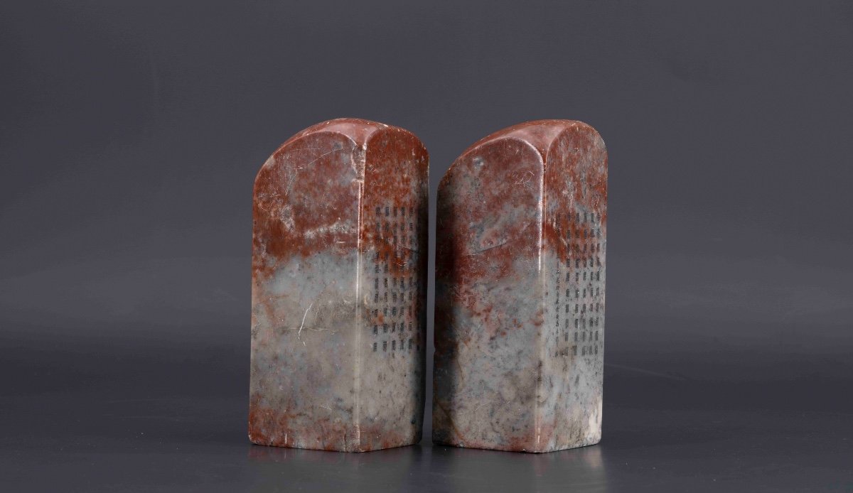 Pair Of Soapstone Seals, Late XIXth Or Early 20th Century, China