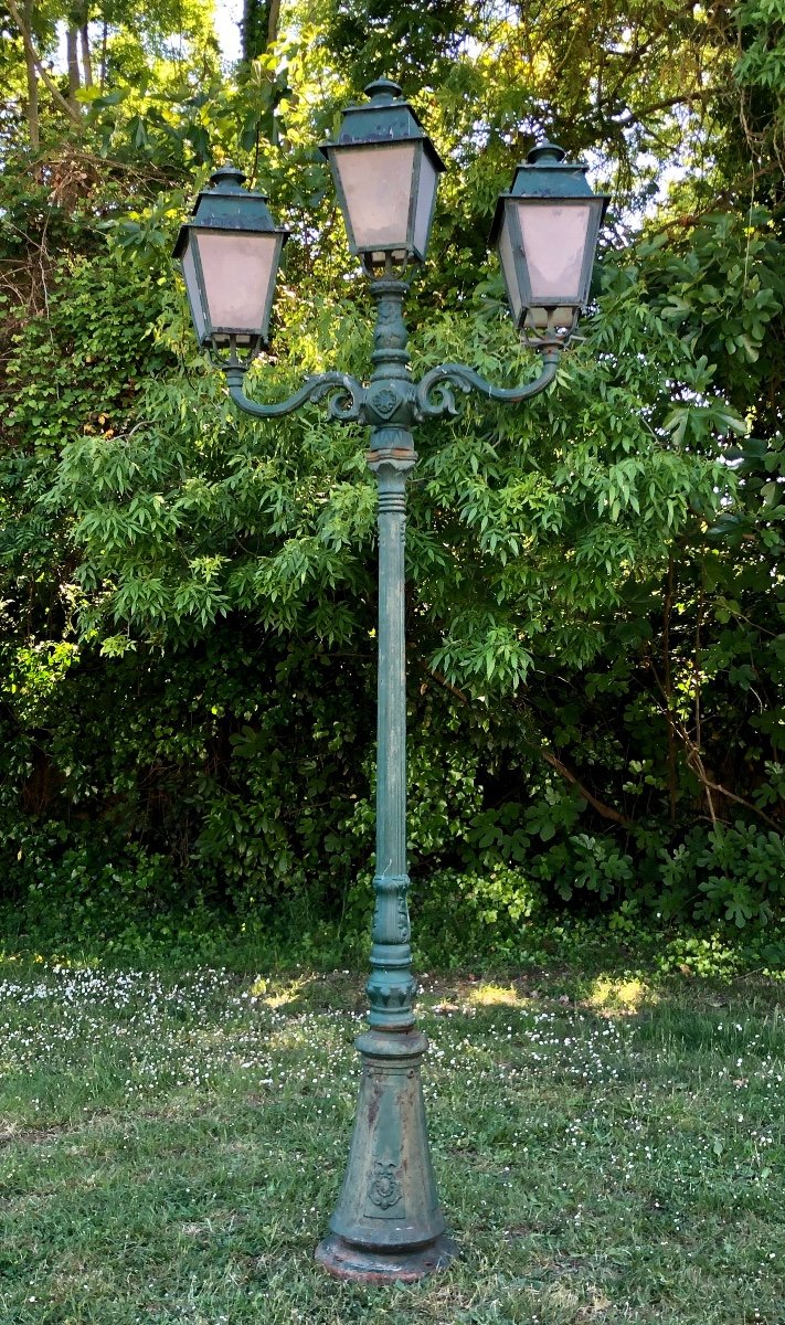 Pair Of Cast Iron French Street Lamps, Late 19th - Early 20th Century-photo-2