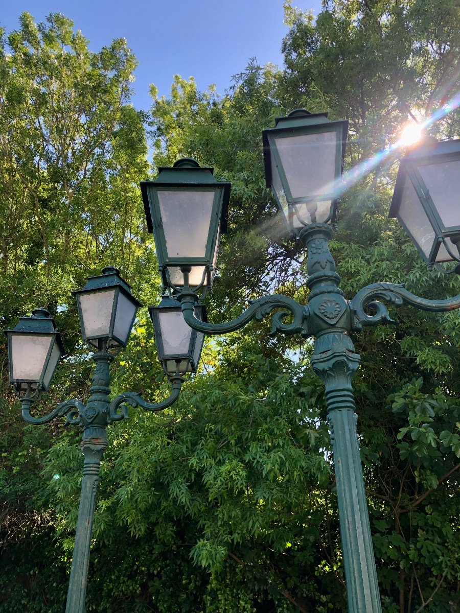 Pair Of Cast Iron French Street Lamps, Late 19th - Early 20th Century-photo-3
