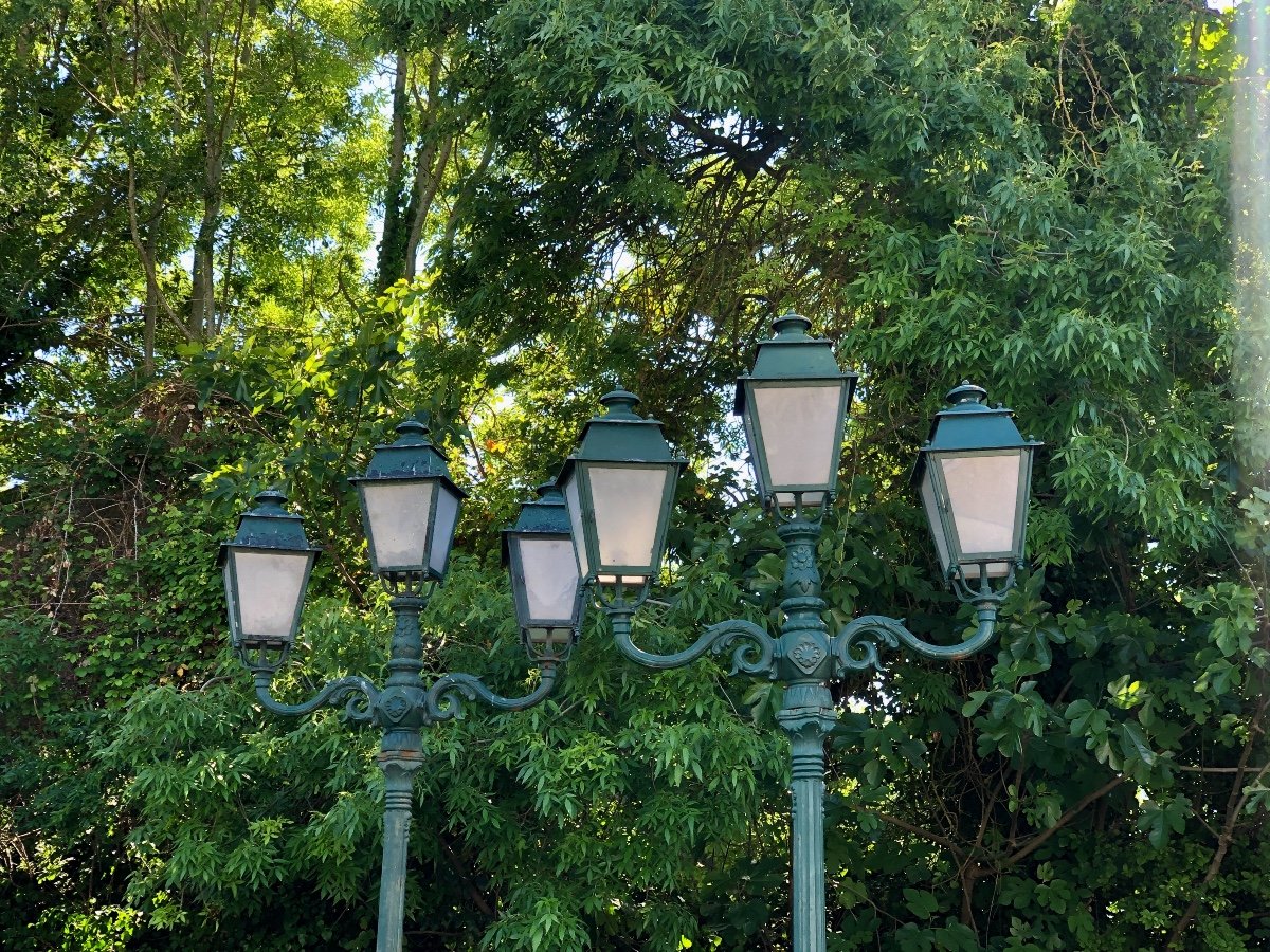 Pair Of Cast Iron French Street Lamps, Late 19th - Early 20th Century-photo-4