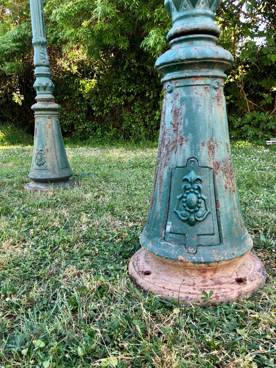 Pair Of Cast Iron French Street Lamps, Late 19th - Early 20th Century-photo-1