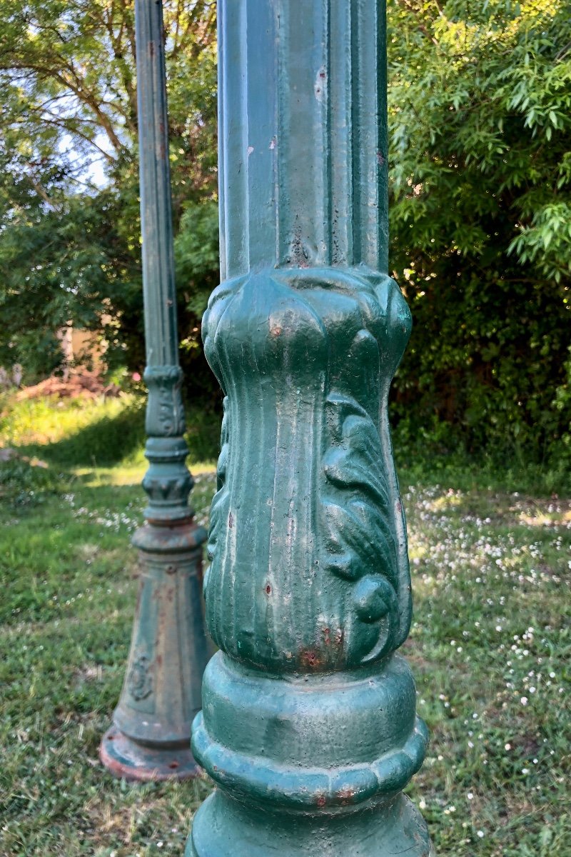 Pair Of Cast Iron French Street Lamps, Late 19th - Early 20th Century-photo-2