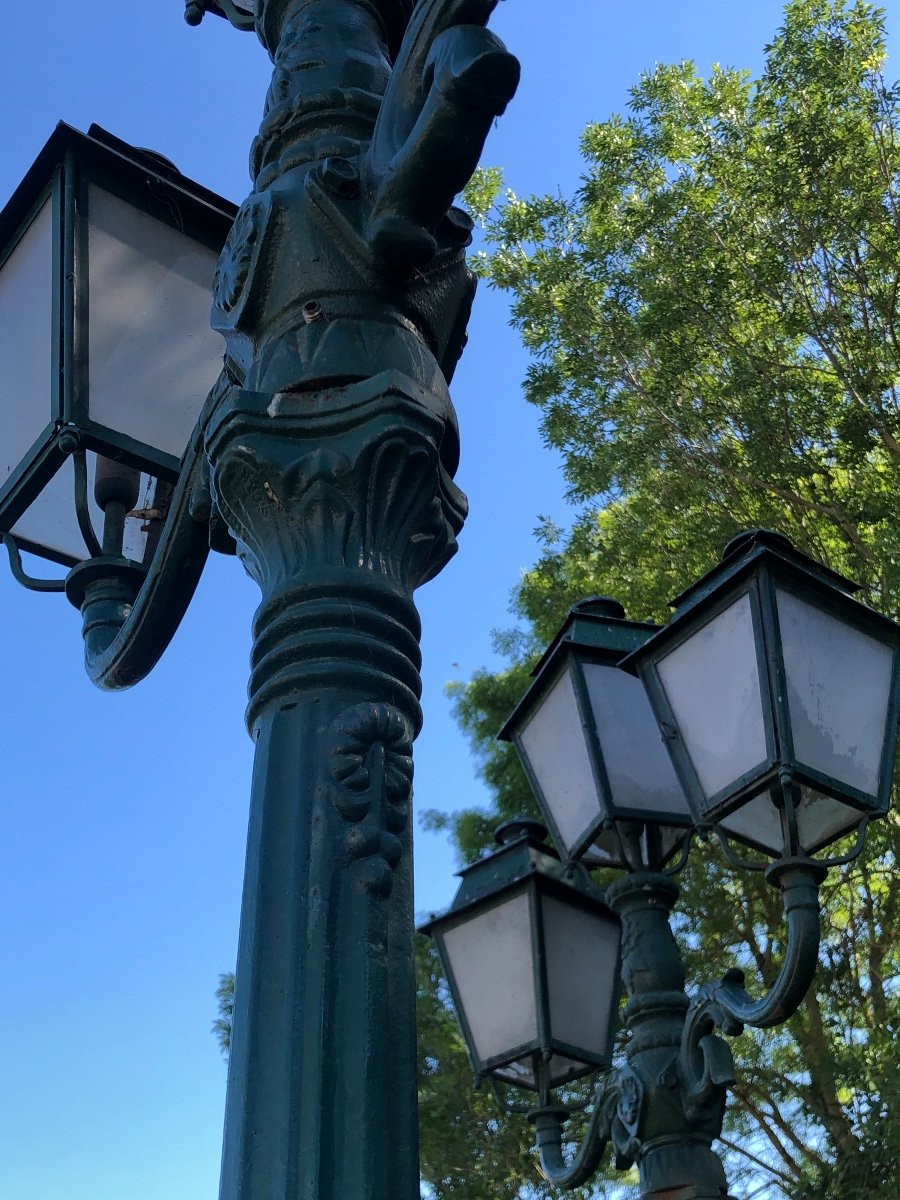 Pair Of Cast Iron French Street Lamps, Late 19th - Early 20th Century-photo-5