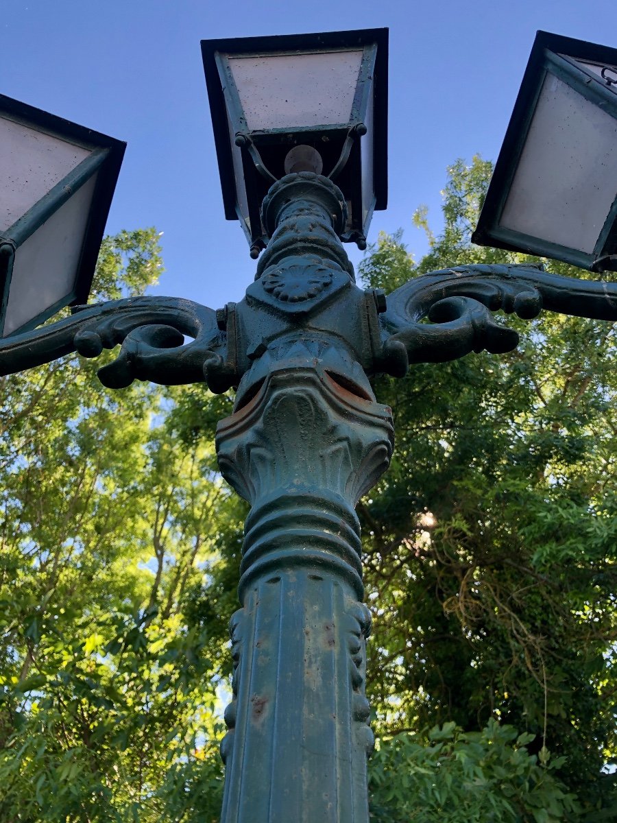 Pair Of Cast Iron French Street Lamps, Late 19th - Early 20th Century-photo-6