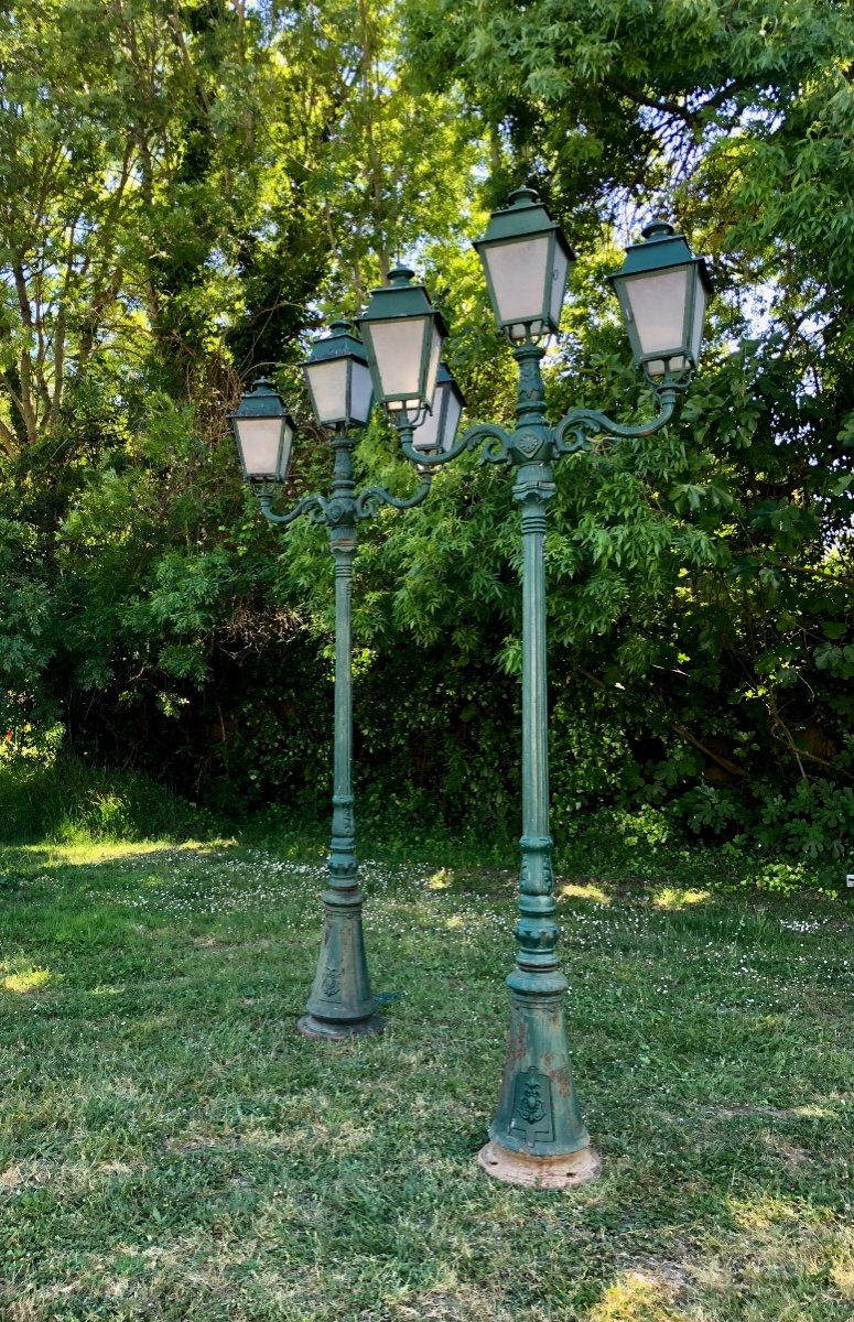 Pair Of Cast Iron French Street Lamps, Late 19th - Early 20th Century