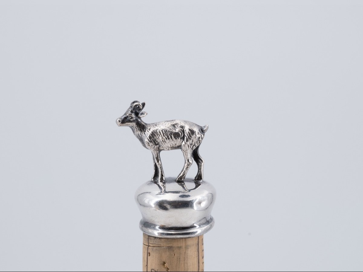 Wine Bottle Ornate Stopper In Solid Silver, 19th Century-photo-2