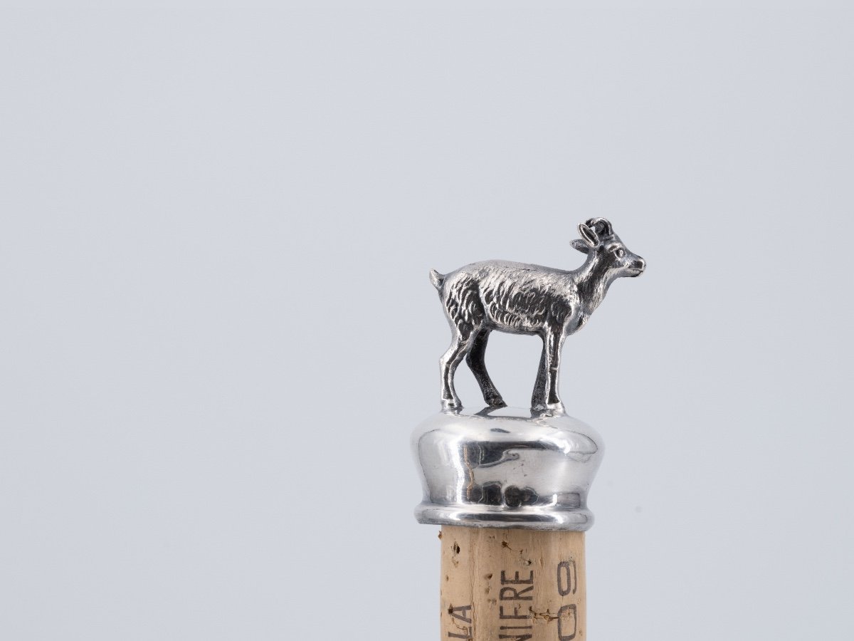 Wine Bottle Ornate Stopper In Solid Silver, 19th Century-photo-4