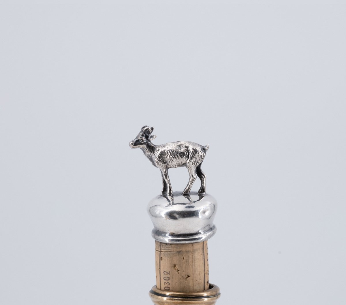 Wine Bottle Ornate Stopper In Solid Silver, 19th Century