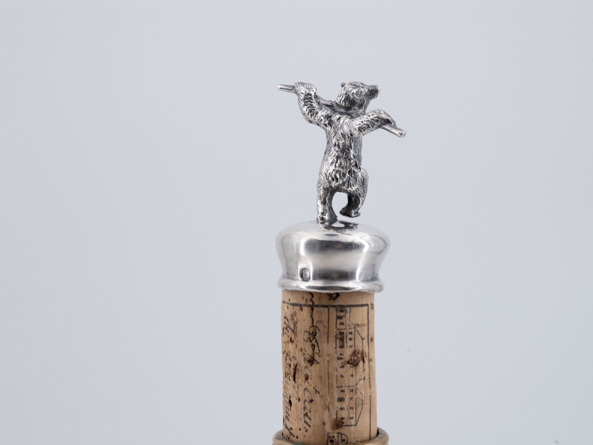 Wine Bottle Stopper In Solid Silver, 19th Century-photo-4