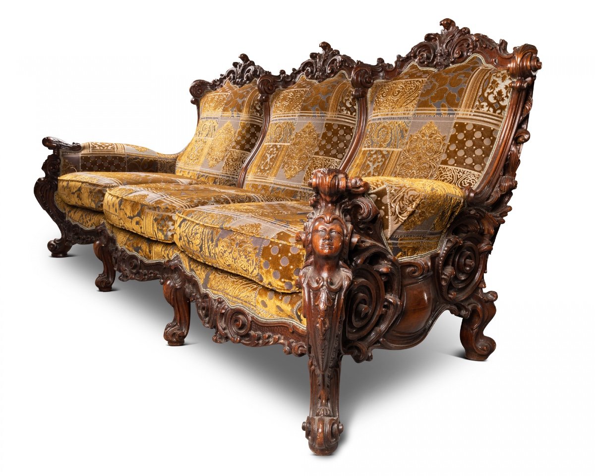 Italian Rococo Style Sofa, 19th Century-photo-2