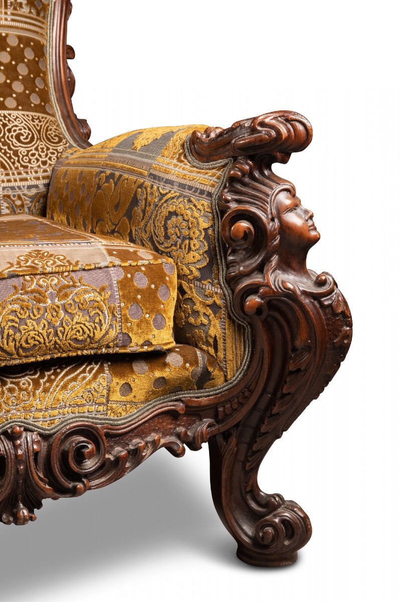 Italian Rococo Style Sofa, 19th Century-photo-3