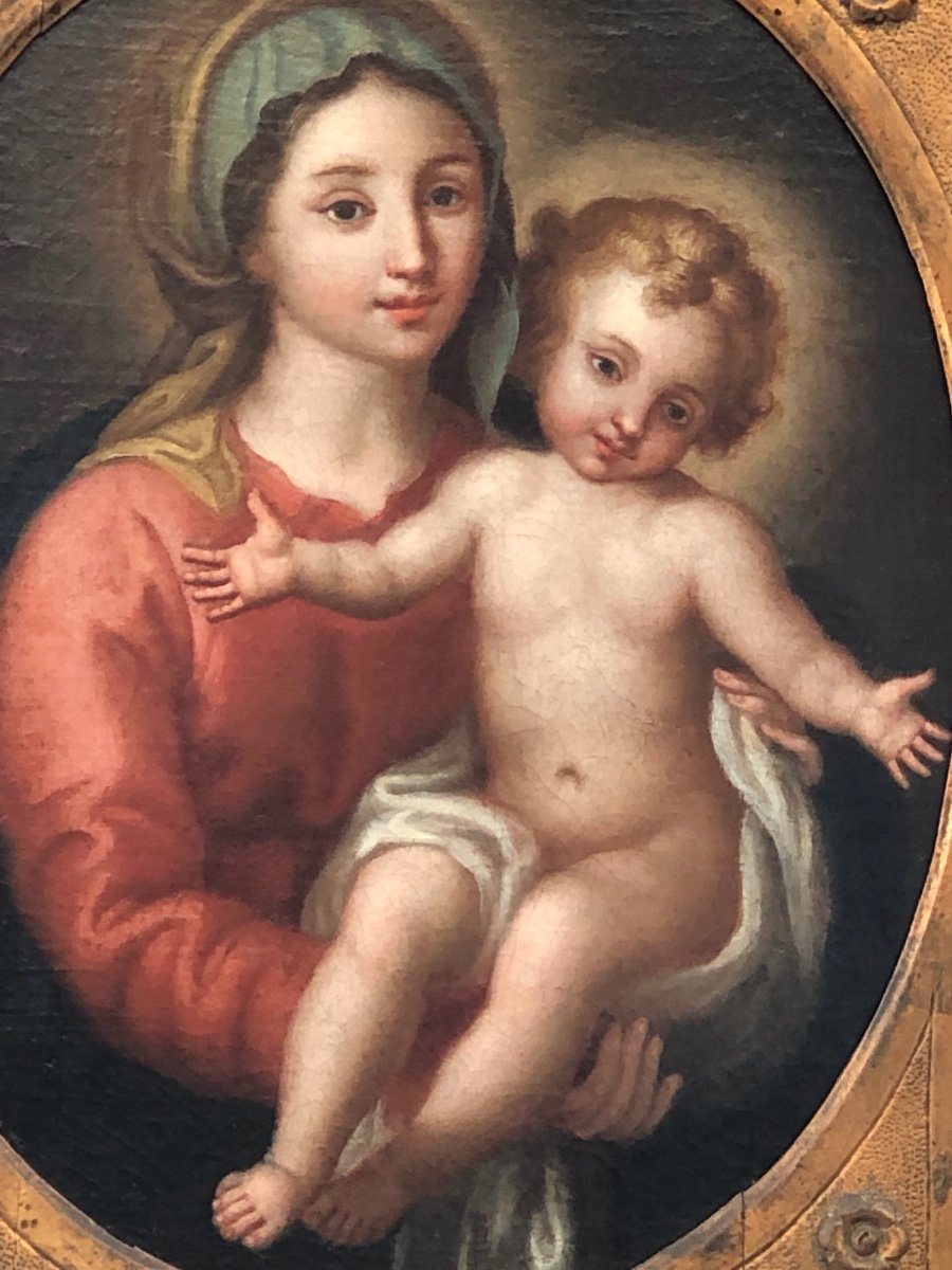 Madonna, Oil On Canvas. Italy, 18th Century-photo-2