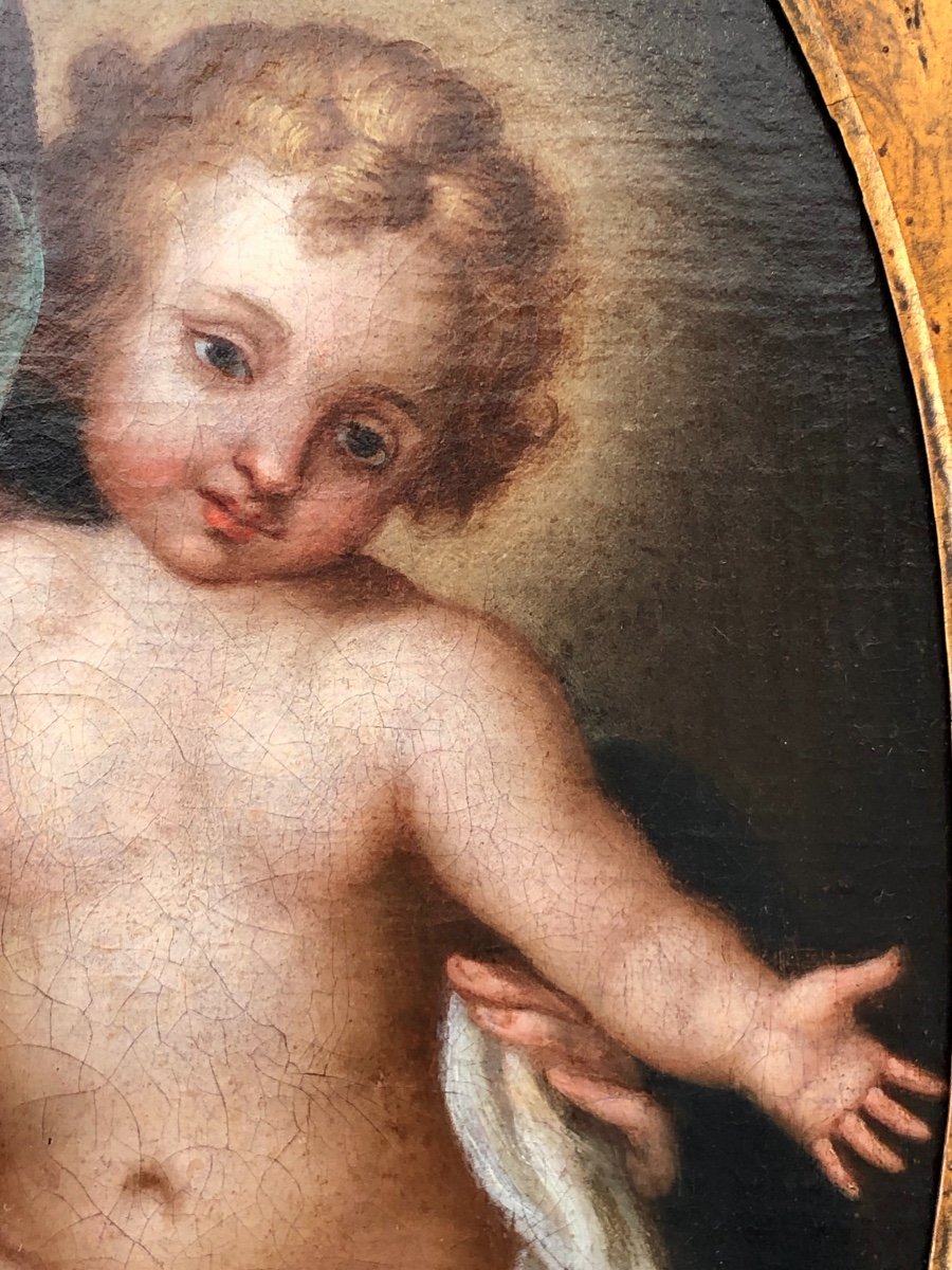 Madonna, Oil On Canvas. Italy, 18th Century-photo-2