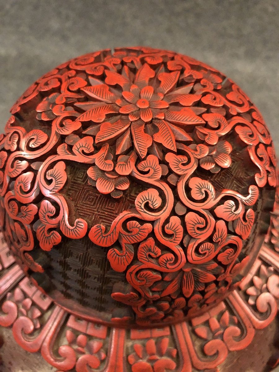 Vase En Laque De Cinabre. Chine, XIXe Siècle -photo-3