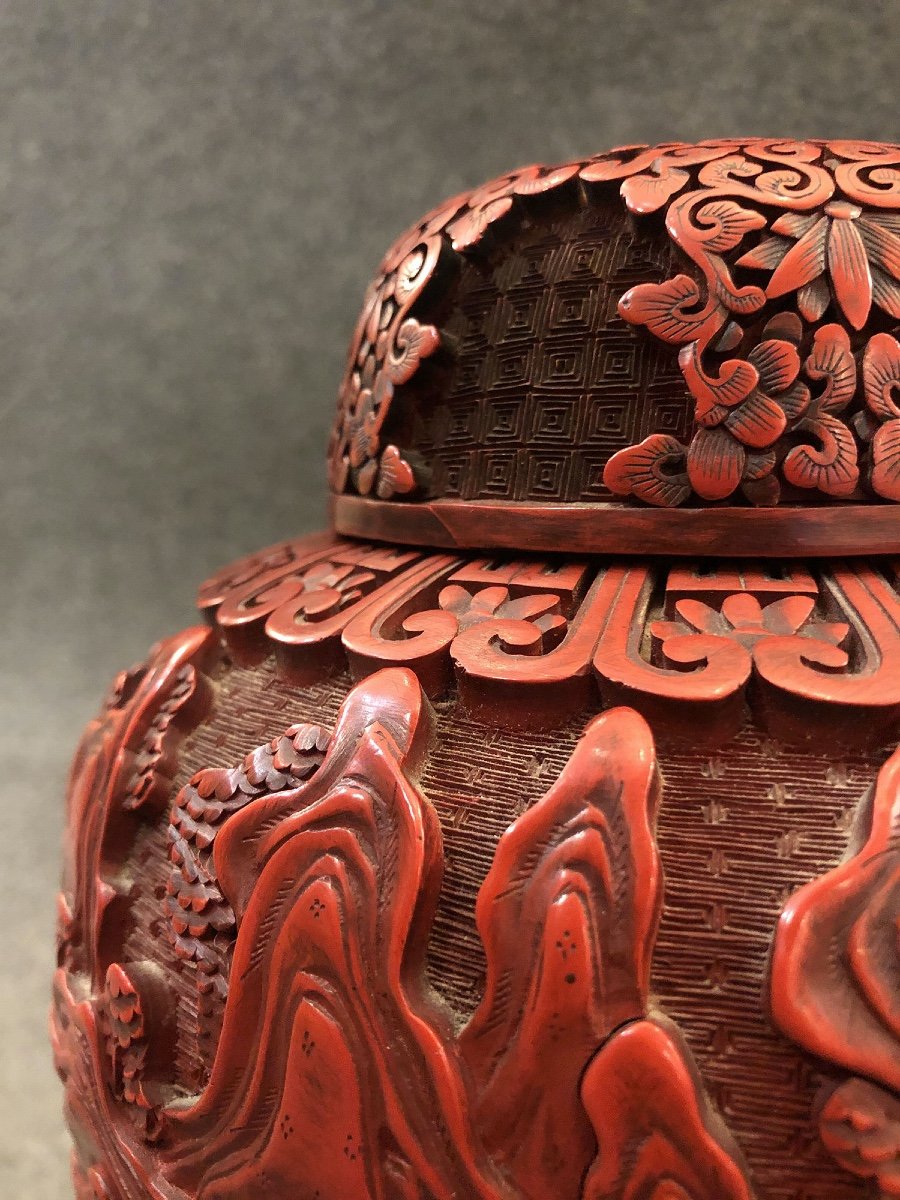 Vase En Laque De Cinabre. Chine, XIXe Siècle -photo-5