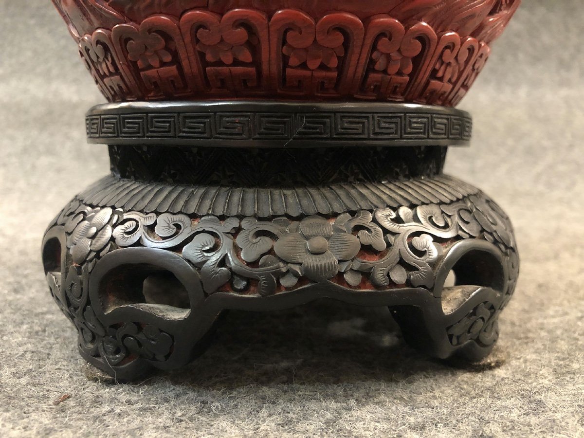 Vase En Laque De Cinabre. Chine, XIXe Siècle -photo-7