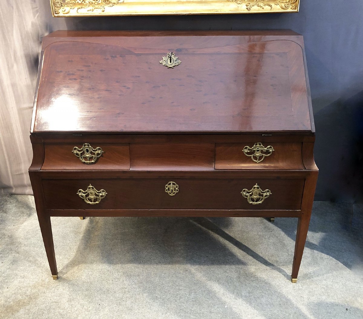 Writing Cabinet In Cuban Mahogany. Bordeaux, France, Late 18th Century / Early 19th Century-photo-3