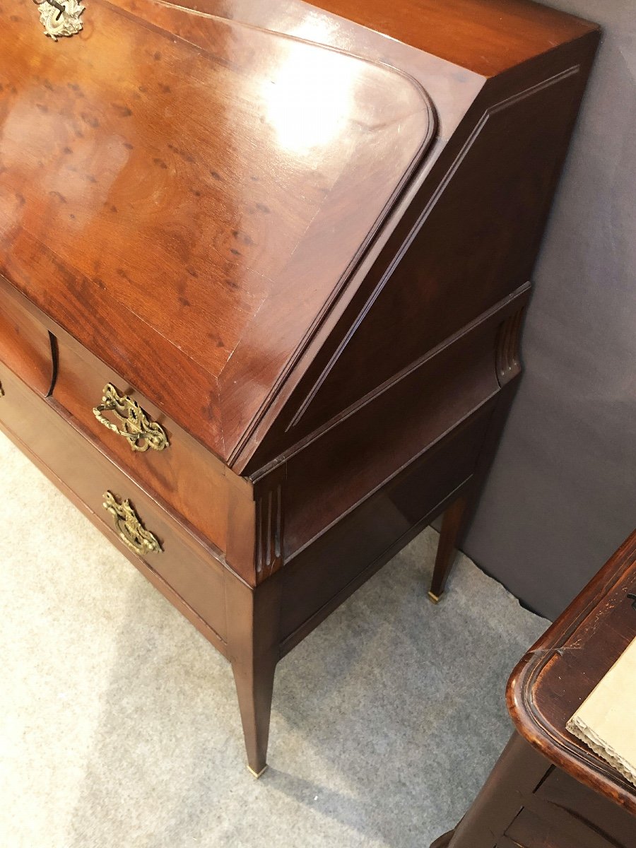 Writing Cabinet In Cuban Mahogany. Bordeaux, France, Late 18th Century / Early 19th Century-photo-4