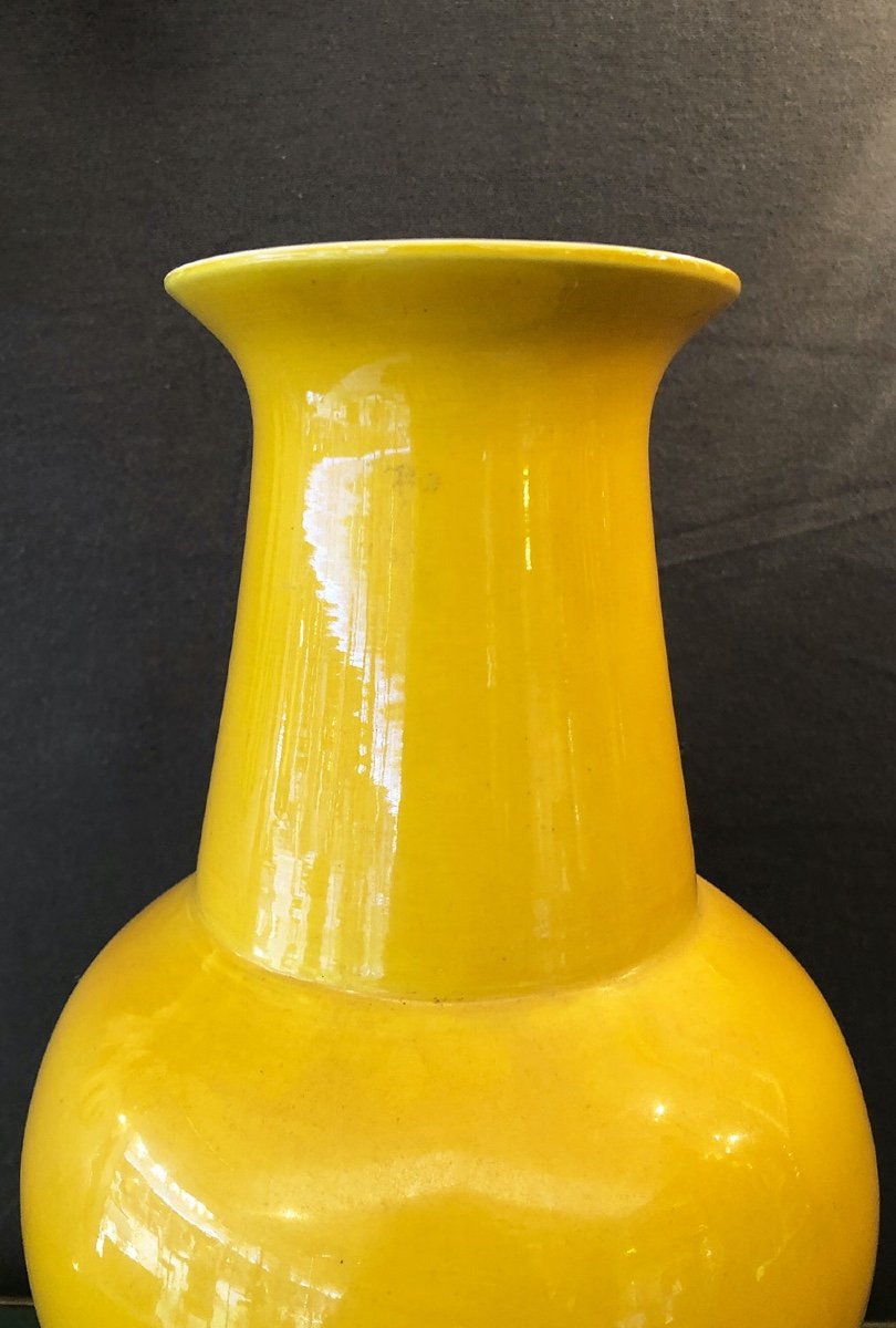Vase Jaune En Céramique Vernissée. Chine, Début XXe Siècle-photo-4