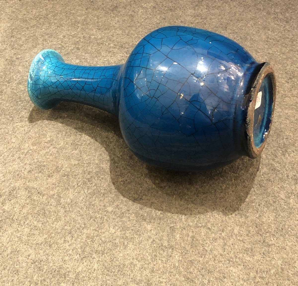 Petit Vase Craquelé Bleu, XXe Siècle -photo-1