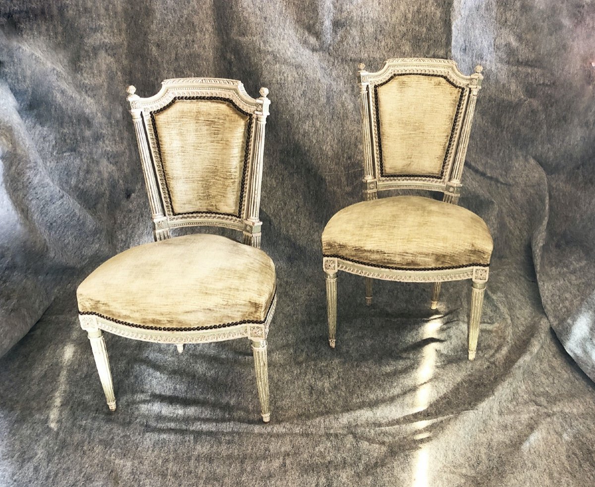 Pair Of Louis XVI Style Chairs, 19th Century-photo-1