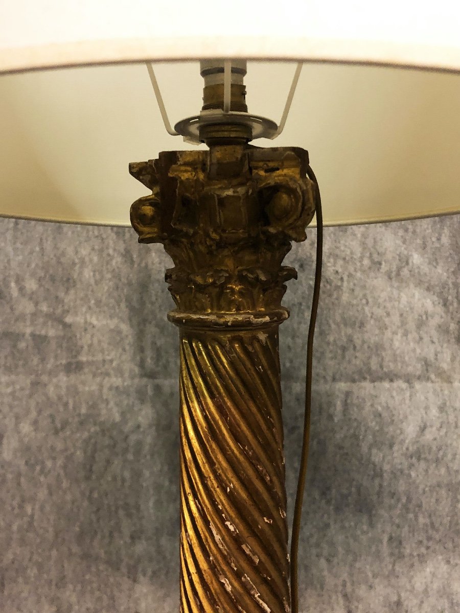 Gilded Wooden Lamp, 20th Century-photo-4