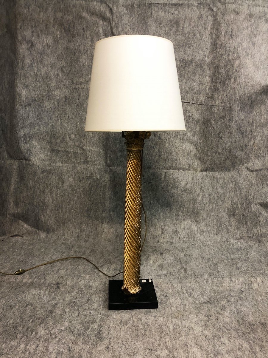 Lampe En Bois Doré, XXe Siècle 