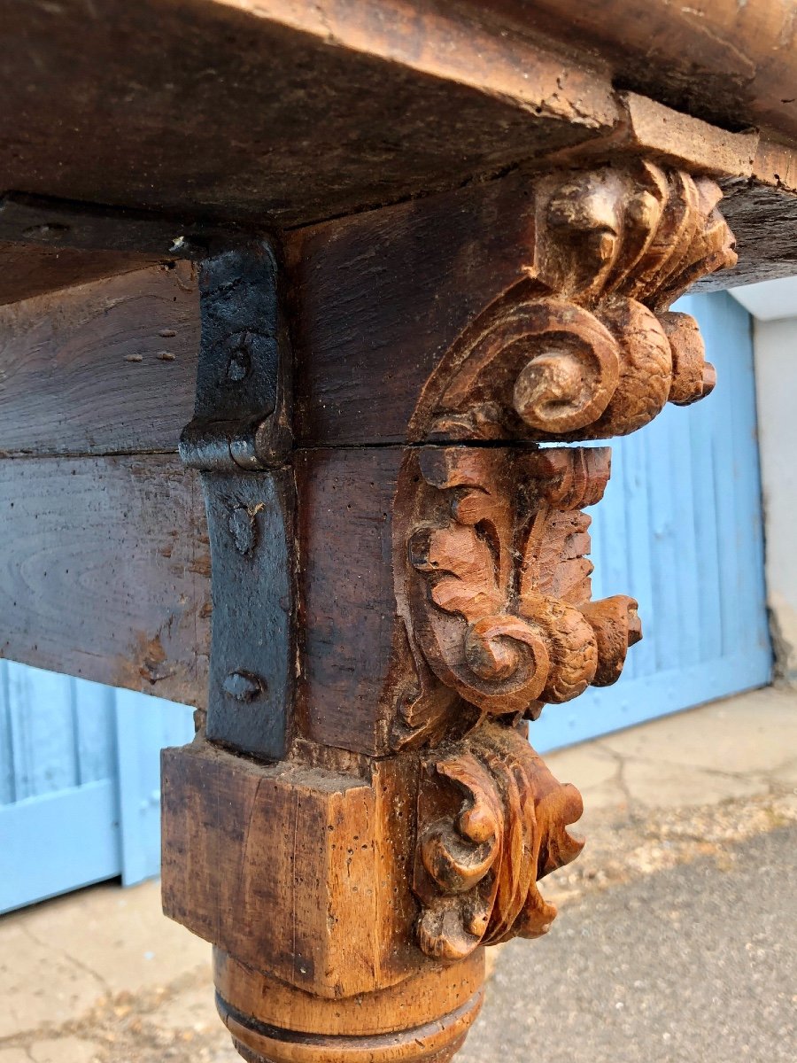 Medieval Walnut Table, France, 16th Century-photo-7