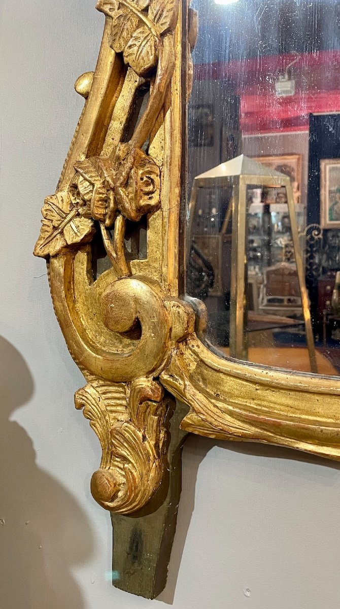 Gilded Wood Mirror, 19th Century-photo-5