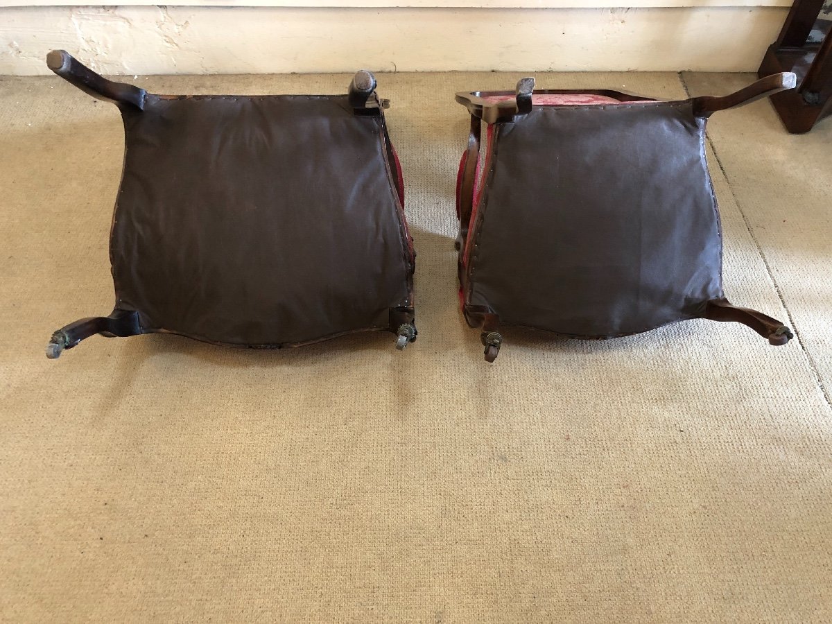 False Pair Of Louis XV Style Armchairs, 19th Century-photo-1