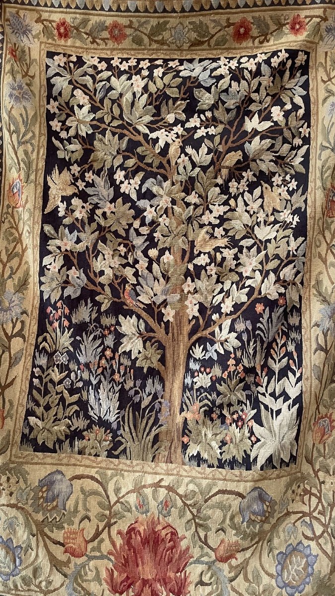 Pair Of Aubusson Greenery « verdure »  Style Tapestries, 20th Century-photo-2