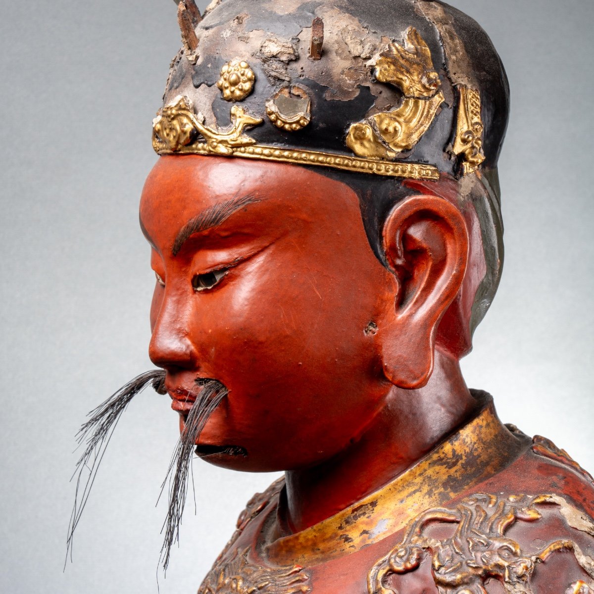 Sculpture Laquée De Dức Chúa ông (lord He). Vietnam, XIXe Siècle-photo-4
