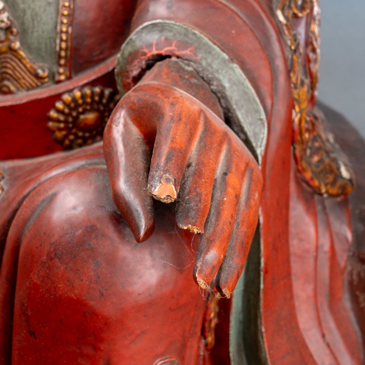 Sculpture Laquée De Dức Chúa ông (lord He). Vietnam, XIXe Siècle-photo-1