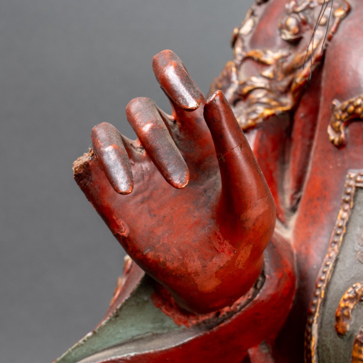 Lacquered Sculpture Of Dức Chúa ông (lord He). Vietnam, 19th Century-photo-2