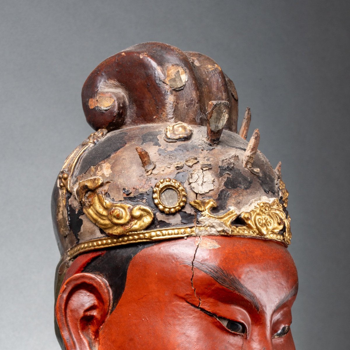 Lacquered Sculpture Of Dức Chúa ông (lord He). Vietnam, 19th Century-photo-3