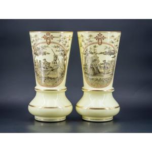 Pair Of Opaline Vases, Late 19th Century
