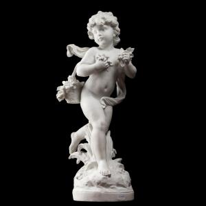 Porcelain Biscuit Depicting A Putto, 19th Century