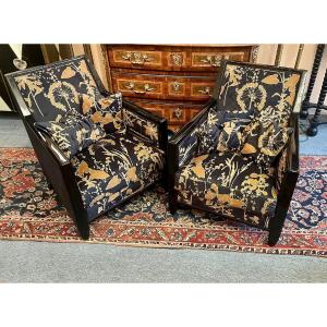 Paire De Fauteuils Laqués D’époque Art Déco 