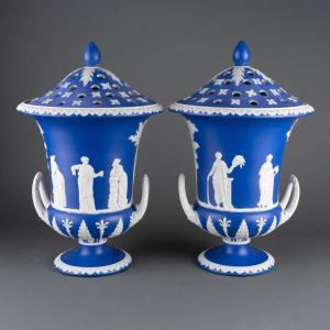 Pair Of Potpourris With The Muses, Wedgwood, Regency (1811 - 1820) 