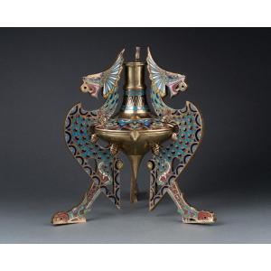 Bougeoir En émail Cloisonné, XIXe Siècle 